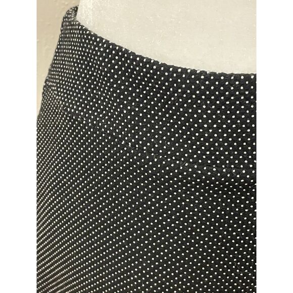 ~ Ann Taylor Factory Skirt 12 Lined Black Dots Zip Hook Slit Pleat Straight - Picture 2 of 15